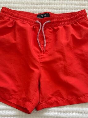 Forever 21 Bold Red Swim Trunks with Drawstring